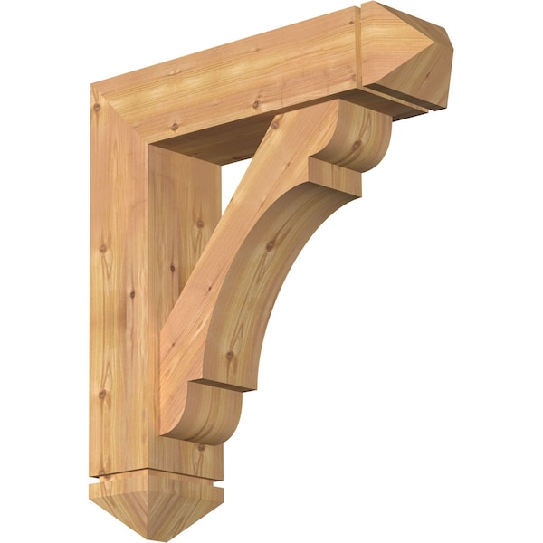 Ekena Millwork Olympic Arts and Crafts Smooth Bracket w/ Offset Brace, Western Red Cedar, 7 1/2"W x 28"D x 32"H BKT0806X28X32OLY03SWR - main